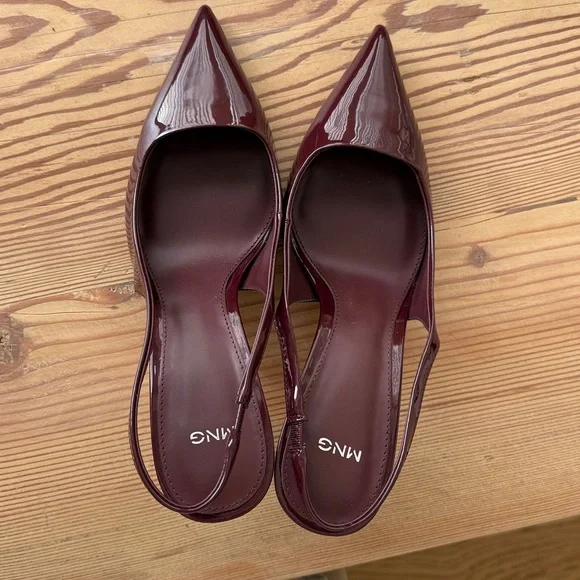 Mango patent burgundy pointed toe heels - Picture 2 of 5